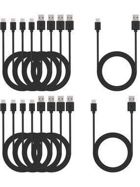 10-Pack 6ft USB C Charger Cables - Fast Charging Type C Phone Cord, Black